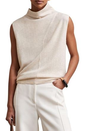 Reiss Harper Funnel Neck Sleeveless Wool Sweater in Stone Neutral at Nordstrom, Size X-Small