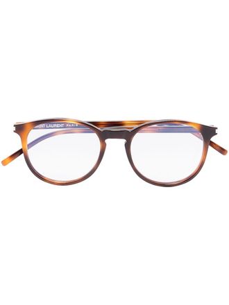 Saint Laurent Eyewear round tortoise shell optical glasses - unisex - Acetate - One Size - Brown