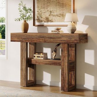 Tribesigns Tribesigns 41.34 Console Table, Rustic Entryway Table with 2-Tier Storage, Narrow Sofa Furniture for Foyer, Living Room, Entrance, Hallway, Brown
