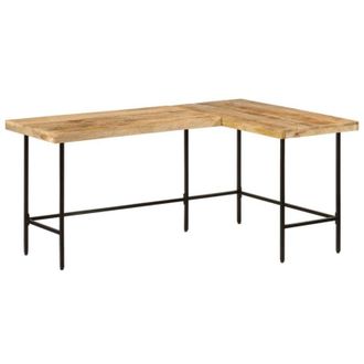 vidaXL Desk 165x110x77 cm Solid Wood Mango and Iron Vidaxl