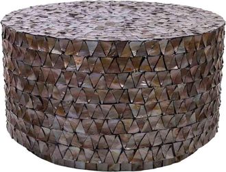 Wanderlust Deco Mesa de centro de madera y madreperla marrón d77x43/5h cm