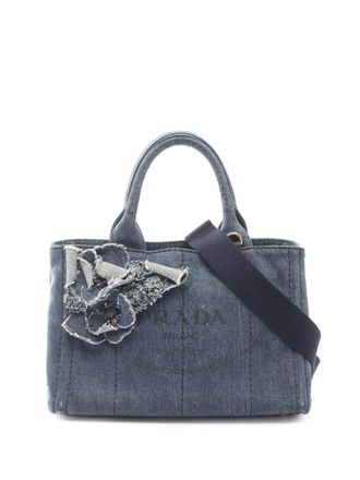 Prada 2010-2025 Denim Canapa Logo Satchel tote bag - Blue
