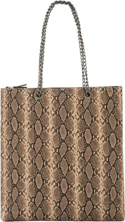 Manila Grace Bolso Tote con Estampado de Pit&oacute;n y Cadena - Bags - Mujer - Marr&oacute;n - ONE SIZE