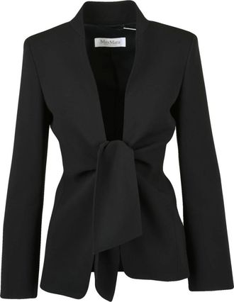 Max Mara Jassen, Dames, Zwart, M, Leer, Ghiotto Giacca Sfiancata