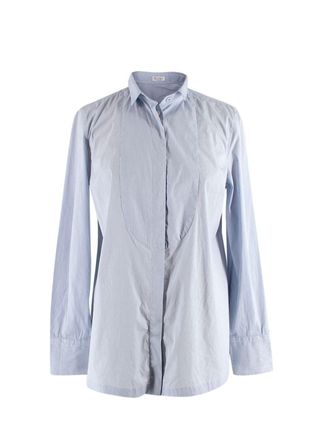 Brunello Cucinelli Blue Pin-Striped Cotton Shirt Size S