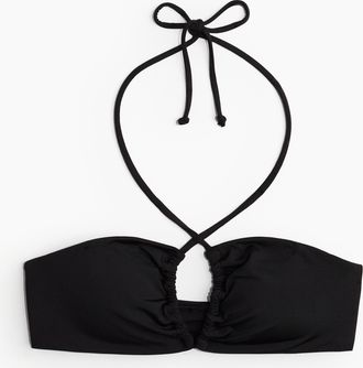 H&M Wattiertes Neckholder-Bikinitop - Schwarz