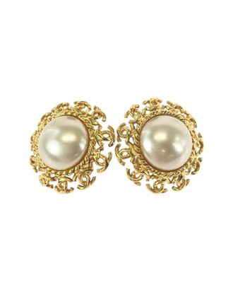 Chanel Gold-Plated Vintage Coco Mark Earrings (Authentic Pre-Loved)