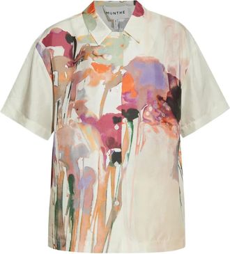 Munthe Camicia a fiori con maniche corte - Toni neutri