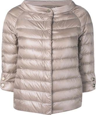 Herno Neutral Piumino Quilted Shiny Cropped Jacket