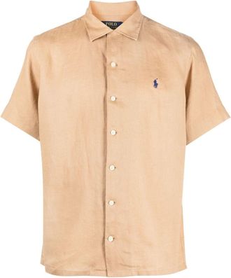 Polo Ralph Lauren Polo Pony linen shirt - men - Linen/Flax - M - Brown