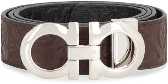 Ferragamo Mens Gancini Reversible Leather Belt Brown Calf