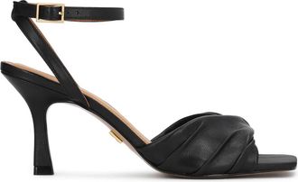 Kazar Leren Stiletto Sandalen met Omgeslagen Riemen - Dames - Sandalen met hakken - Zwart - 35 EU - Leer - Schoenen