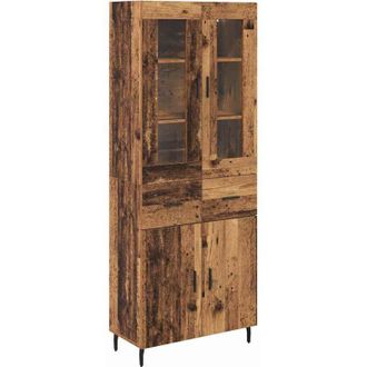 vidaXL Aparador Alto 2 Pcs Madera Envejecida Madera De Ingenier&iacute;a Vidaxl