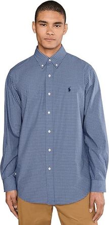 Polo Ralph Lauren Classic Fit Checked Stretch Poplin Shirt Mens Clothing Blue : 2XL, Elastane/Cotton