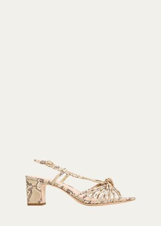 Loeffler Randall 55mm Minna Strappy Snake-Embossed Leather Sandals
