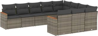 vidaXL Vidaxl - Set De Sof&aacute;s De Jard&iacute;n 10 Pzas Con Cojines Rat&aacute;n Sint&eacute;tico Gris