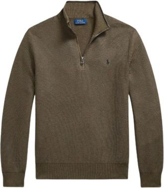 Polo Ralph Lauren Pull demi zip col camionneur - Heren - Truien - Groen - Maat: XL Katoen