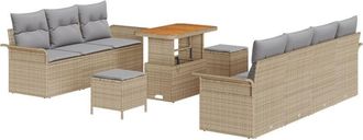 vidaXL Vidaxl - Garden Sofa Set Height-Adjustable 10 pcs Beige Poly Rattan