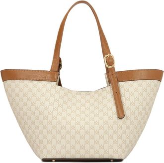 Kazar Tassen, Dames, Beige, ONE Size, Leer, Grote Tote Tas met Kazar monogrammen