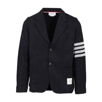 Thom Browne Heren, Jassen, Blauw, Maat: XL Katoen