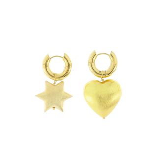 Timeless Pearly Niet-overeenkomende Donut en Hart Oorbellen - Dames - Oorbellen - Geel - ONE Size - Accessoires