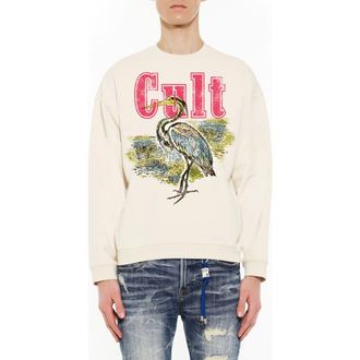 Cult of Individuality Novelty Cotton Fleece Sweatshirt in Winter White at Nordstrom, Size Xxx-Large