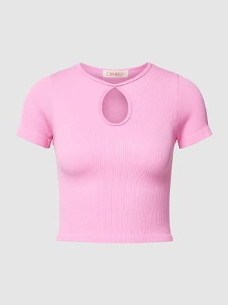 Only Crop T-Shirt mit Cut Out Modell GWEN in Pink, Gr&ouml;&szlig;e L