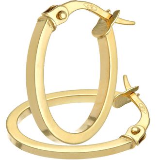 Diamant L'&eacute;ternel Womens 9ct Yellow Gold Classic Square Tubed Oval Hoop Earrings - One Size