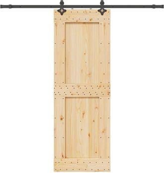 vidaXL Puerta Corredera Con Herrajes Madera Maciza De Pino 80x210 Cm Vidaxl