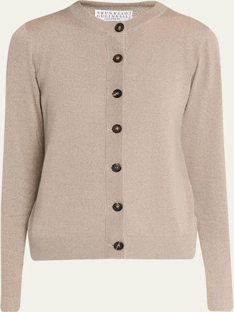 Brunello Cucinelli Cashmere Lurex Crewneck Cardigan