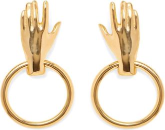 LADY GREY Womens Hand Hoop Earrings In Gold