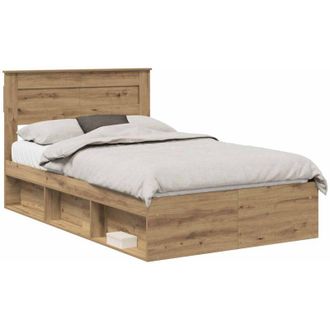 vidaXL Estructura De Cama Con Cabecera Roble Artesanal 120 X 200 Cm Vidaxl