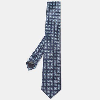 HUGO BOSS Boss By Hugo Boss Blue Patterned Silk Tie