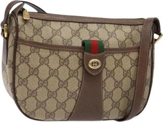 Gucci Pre-owned Canvas gucci-bags - Dames - Vintage Schoudertas - Beige - ONE Size - Leer - Vintage