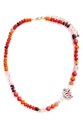 Panacea Orange Beaded Fish Strand Necklace at Nordstrom