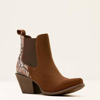 Ariat Womens Bradley Western Boots In Coffee Suede Desert Snake Print