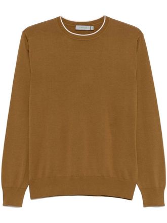 Canali contrasting-trim sweater - men - Cotton - 52 - Brown