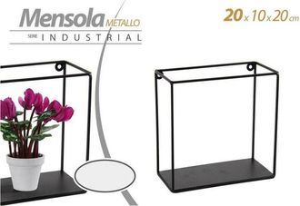 Trade Shop Trade Shop - Mensola Quadrata Bacheca Parete Metallo Nero 20x10x20cm Serie Industrial 822230