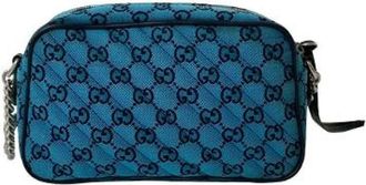 Gucci Pre-owned Cross Body Bags, female, Blue, Size: ONE SIZE Pre-owned Canvas Cross Body Bag