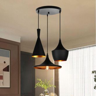 OEM L&aacute;mpara Colgante Moderna De 3 Luces Con Dise&ntilde;o De Disco Negro Para Hotel, Restaurante O Cafeter&iacute;a