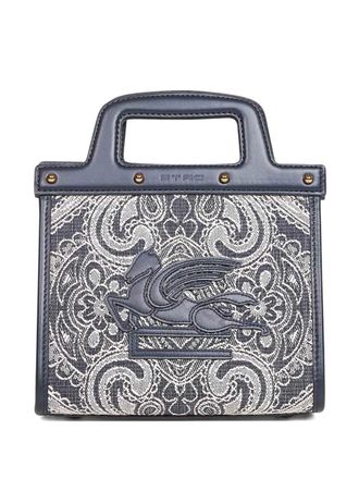 Etro small embossed-logo jacquard tote bag - Blue