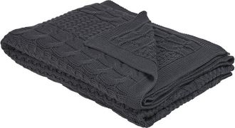 Beliani Manta De Algod&oacute;n Gris 140 X 170 Cm Cama Acogedora Dise&ntilde;o Moderno Fethiye