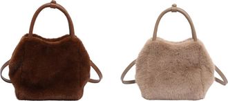 Generic Plush Fluffy Shoulder Bag Autumn Winter Top Handle Handbag for Women (Coffee)