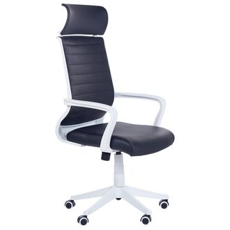 Beliani Beliani - Silla Oficina Reclinable De Piel Sint&eacute;tica Negro Blanco Giratoria Ajustable Leader