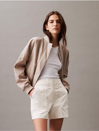 Calvin Klein Womens Cotton Sateen Shorts - White - 24