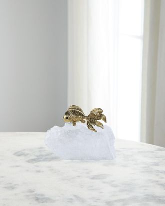 John-Richard Fantail Goldfish Sculpture on Selenite III