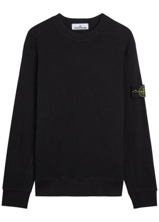 Stone Island Waffle Cotton Jumper - Black - XL
