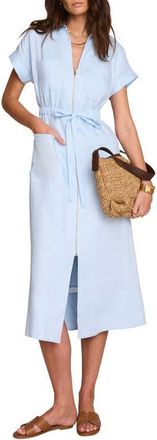 Mint Velvet Linen Midi Shirt Dress in Blue at Nordstrom, Size 12
