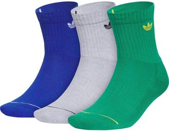 adidas Gender Inclusive Originals Trefoil 3-Pack Quarter Socks in Royal Blue/White Grey/Green at Nordstrom, Size Large