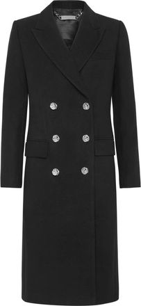 Philipp Plein Coat Long - Dames - Mantel - Zwart - L - Leer - Jassen